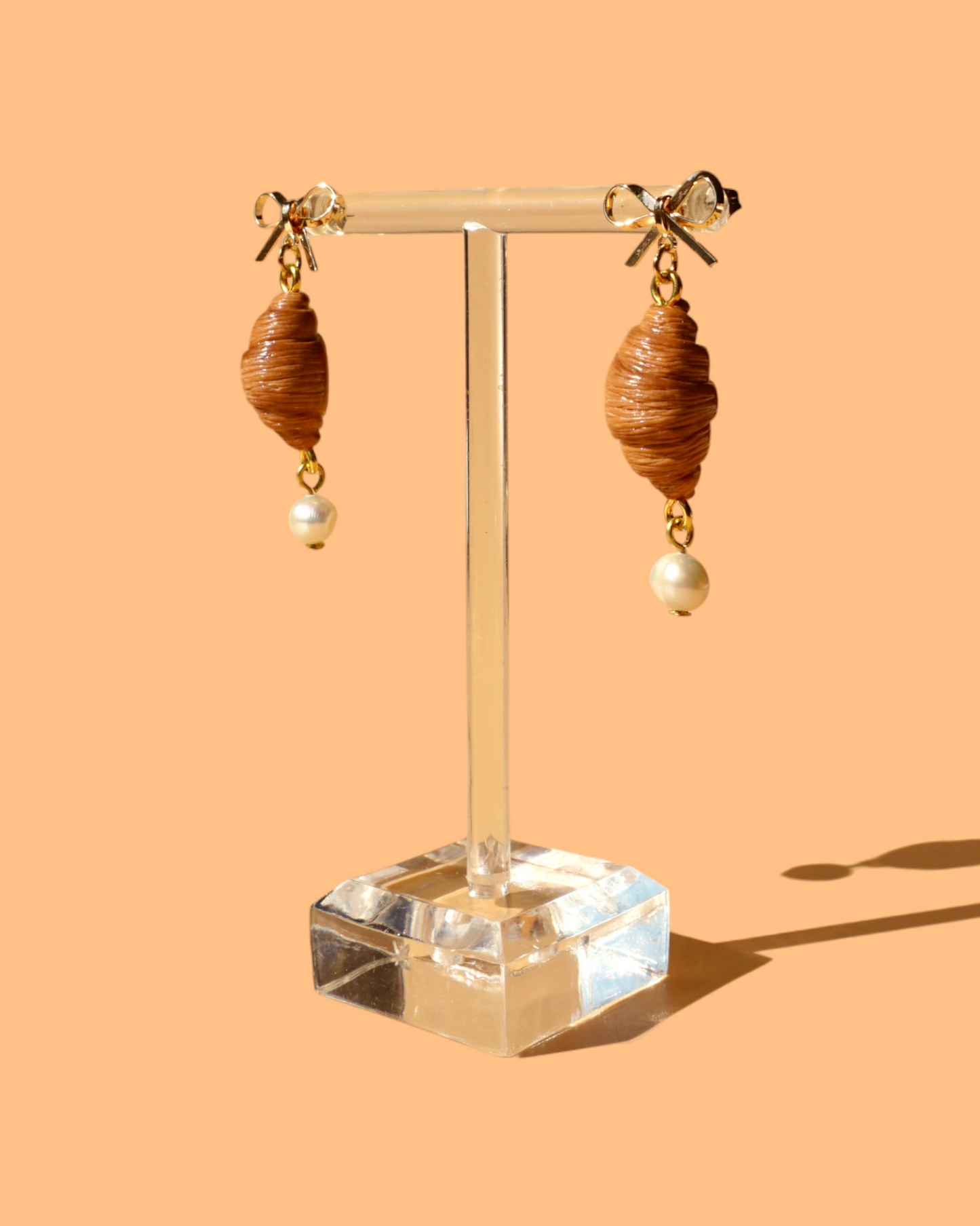 Croissant Charm Bow Earrings - MADE TO ORDER