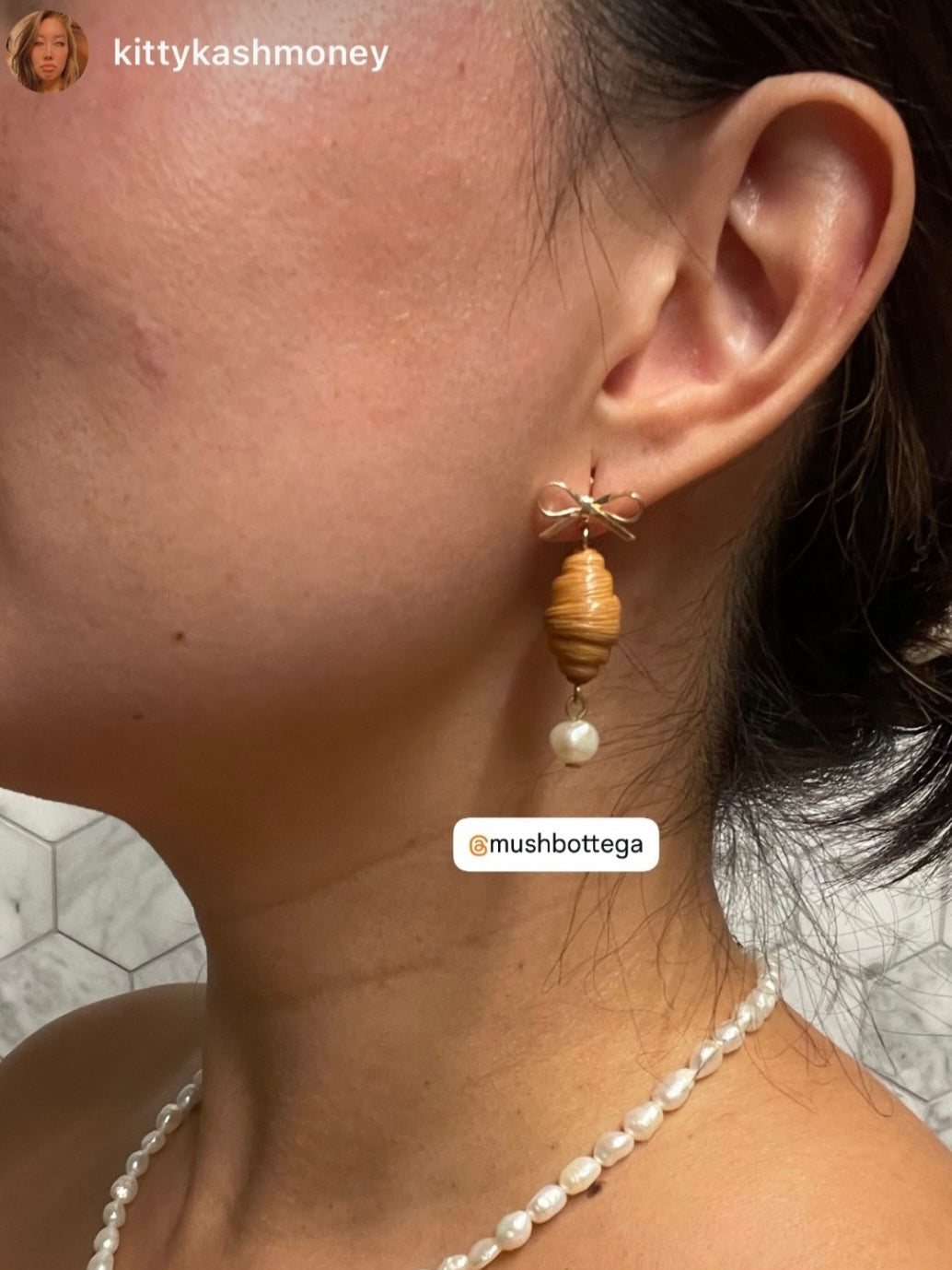 Croissant Charm Bow Earrings - MADE TO ORDER