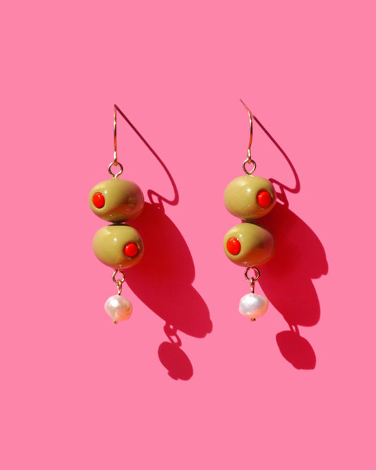 Tini' Time! Olive Martini Stack Earrings
