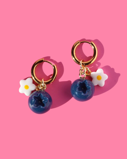 Blueberry Flower Charm Earrings