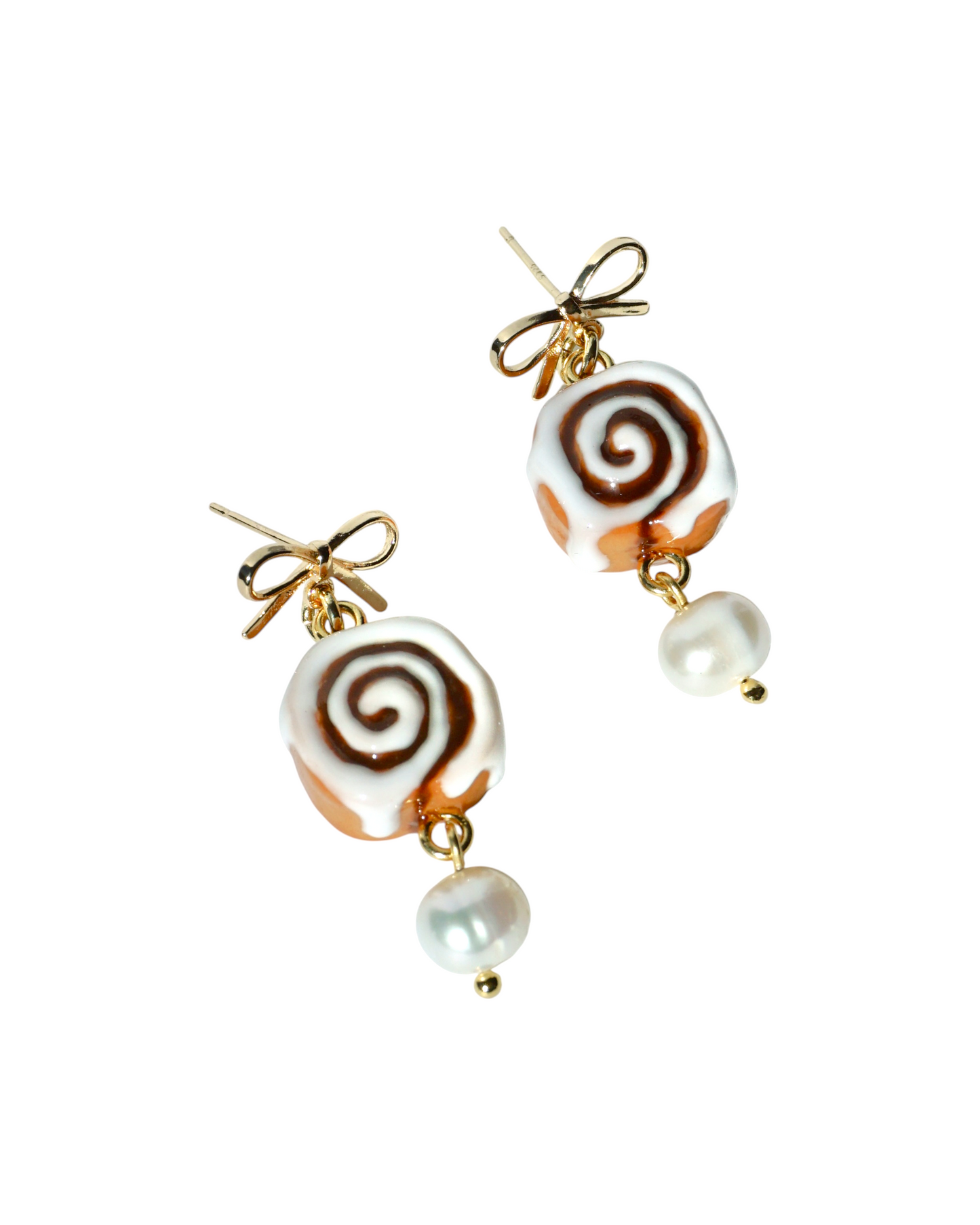 Cinnamon Roll Bow Earrings