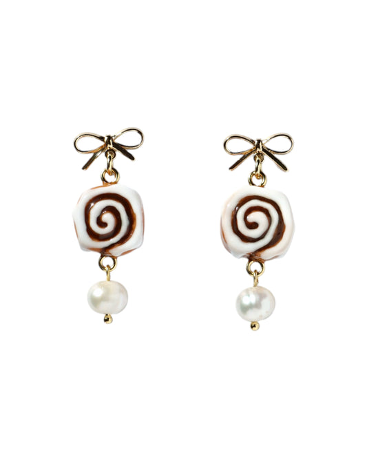 Cinnamon Roll Bow Earrings