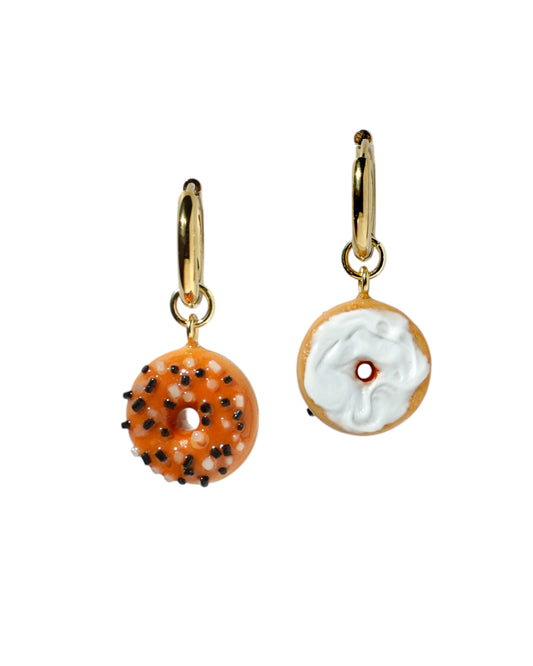 Everything Bagel Charm Huggie Hoop Earrings