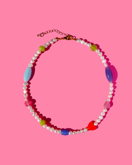 OOAK Colorful Beaded Freshwater Pearl Necklace No.1