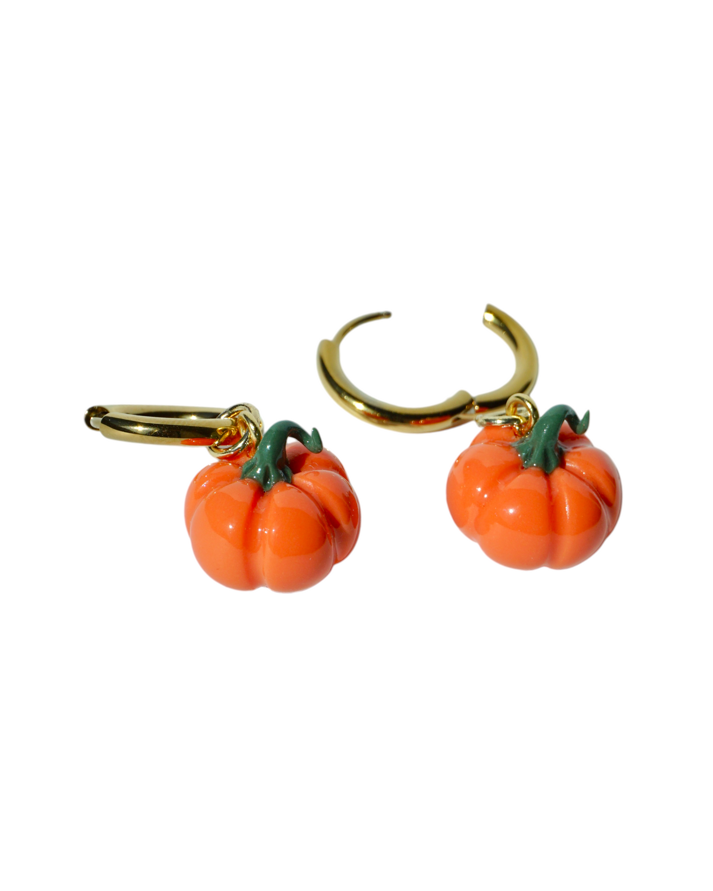 Pumpkin Charm Huggie Hoop Earrings