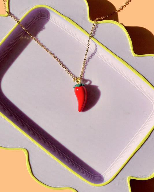 Chili Charm Necklace | Minimalistic Polymer Clay Accessories