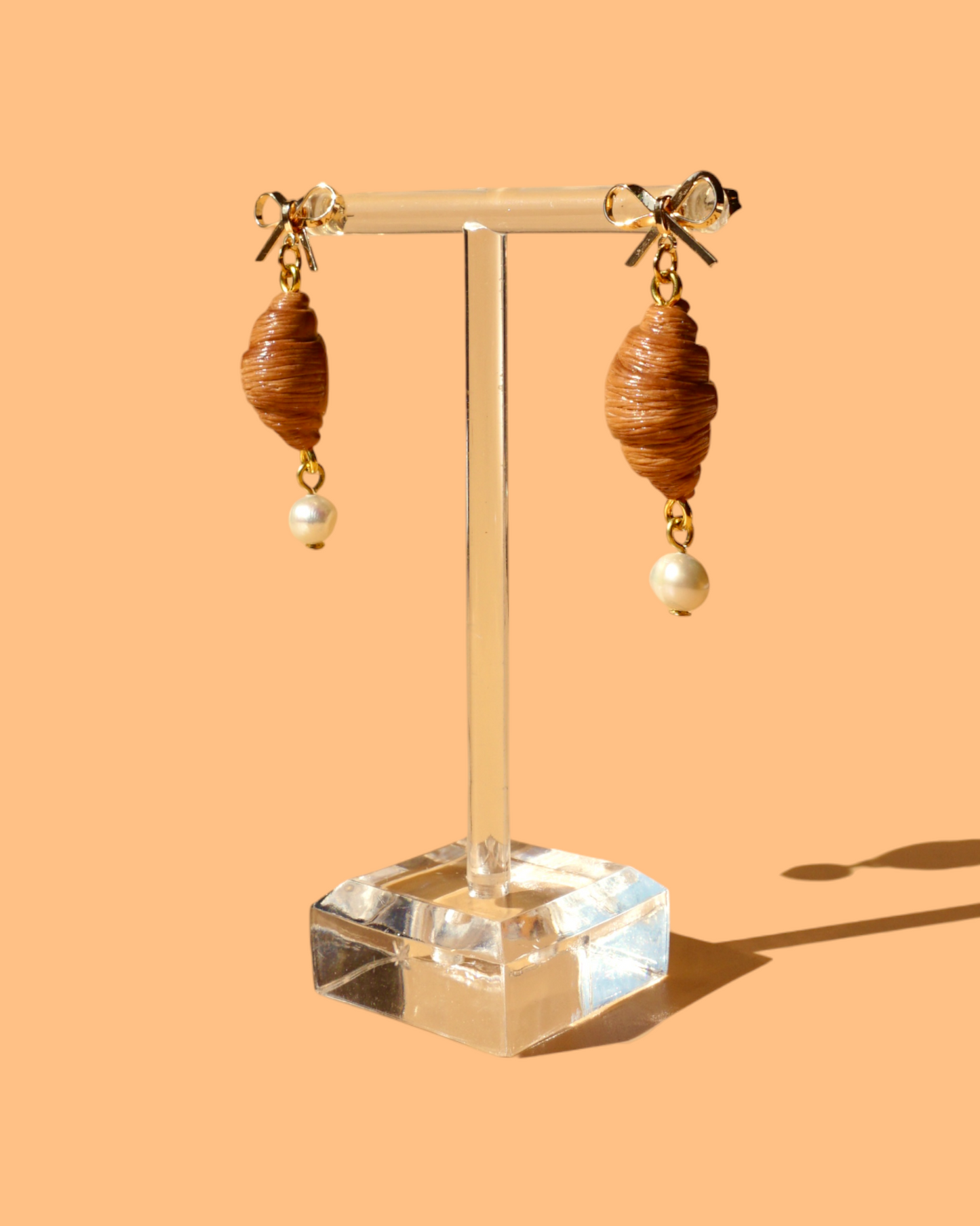 Croissant Charm Bow Earrings