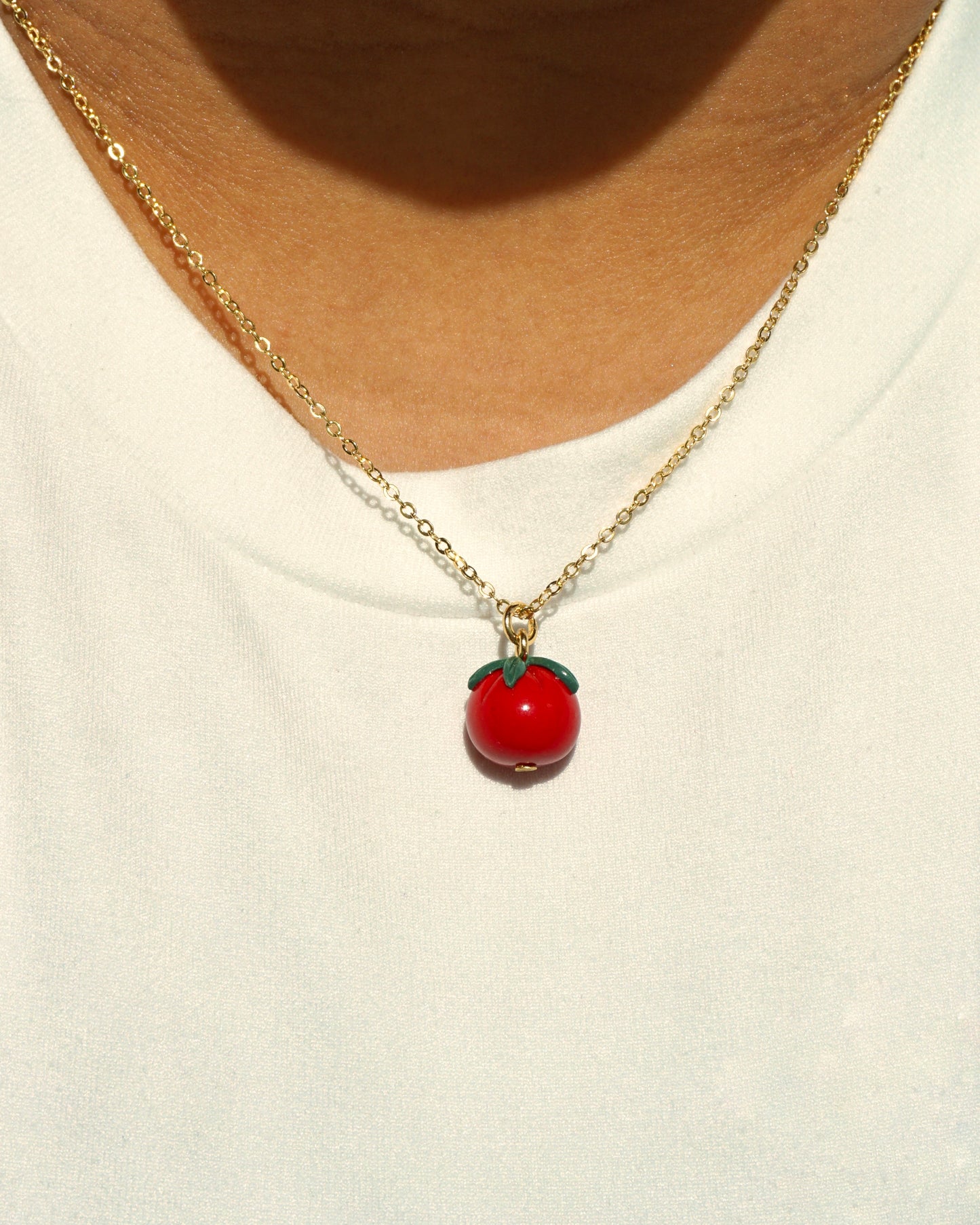 Tomato Charm Necklace | Minimalistic Polymer Clay Accessories