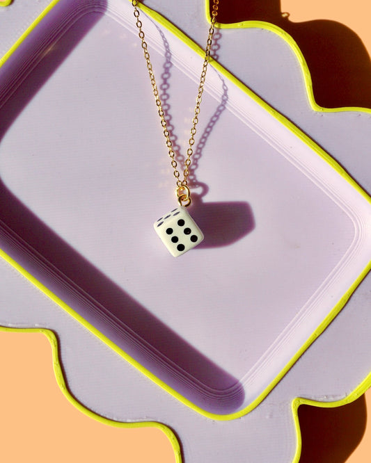 Dice Charm Necklace | Minimalistic Polymer Clay Accessories