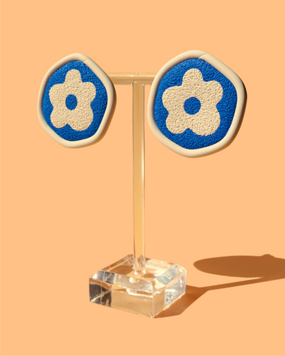 Funky Flower Oversized Studs | Statement Polymer Clay Earrings