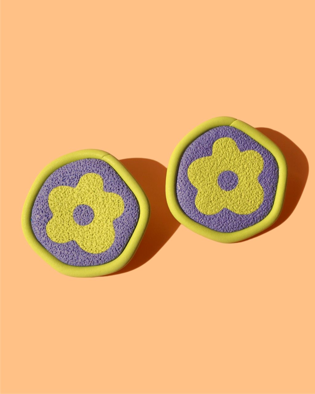 Funky Flower Oversized Studs | Statement Polymer Clay Earrings