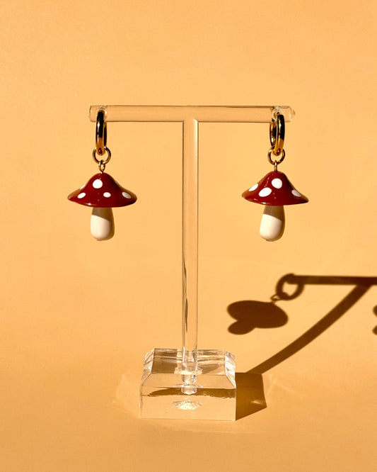 Mushroom Charm | Mini Food Series | Dangle Polymer Clay Earrings