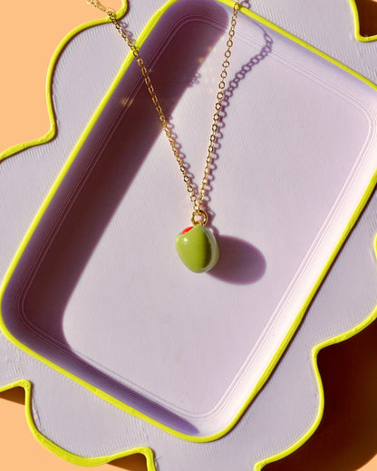 Olive Charm Necklace | Minimalistic Polymer Clay Accessories