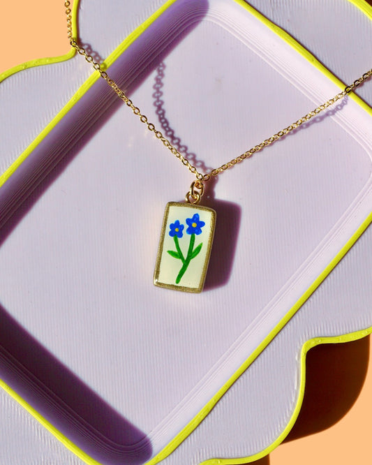 OOAK Flower No. 2 Charm Necklace | Minimalistic Polymer Clay Accessories