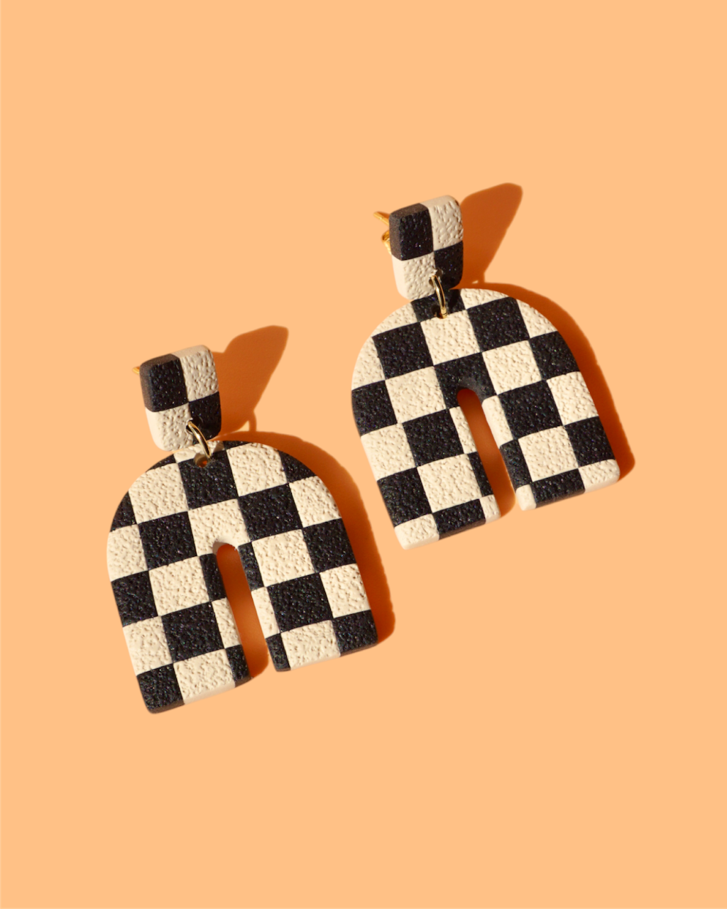 Checkerboard Arches | Statement Dangle Polymer Clay Earrings
