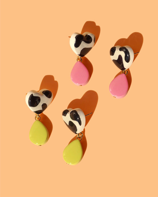 Teddi Hearts | Minimalistic Polymer Clay Dangle Earrings