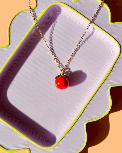 Tomato Charm Necklace | Minimalistic Polymer Clay Accessories