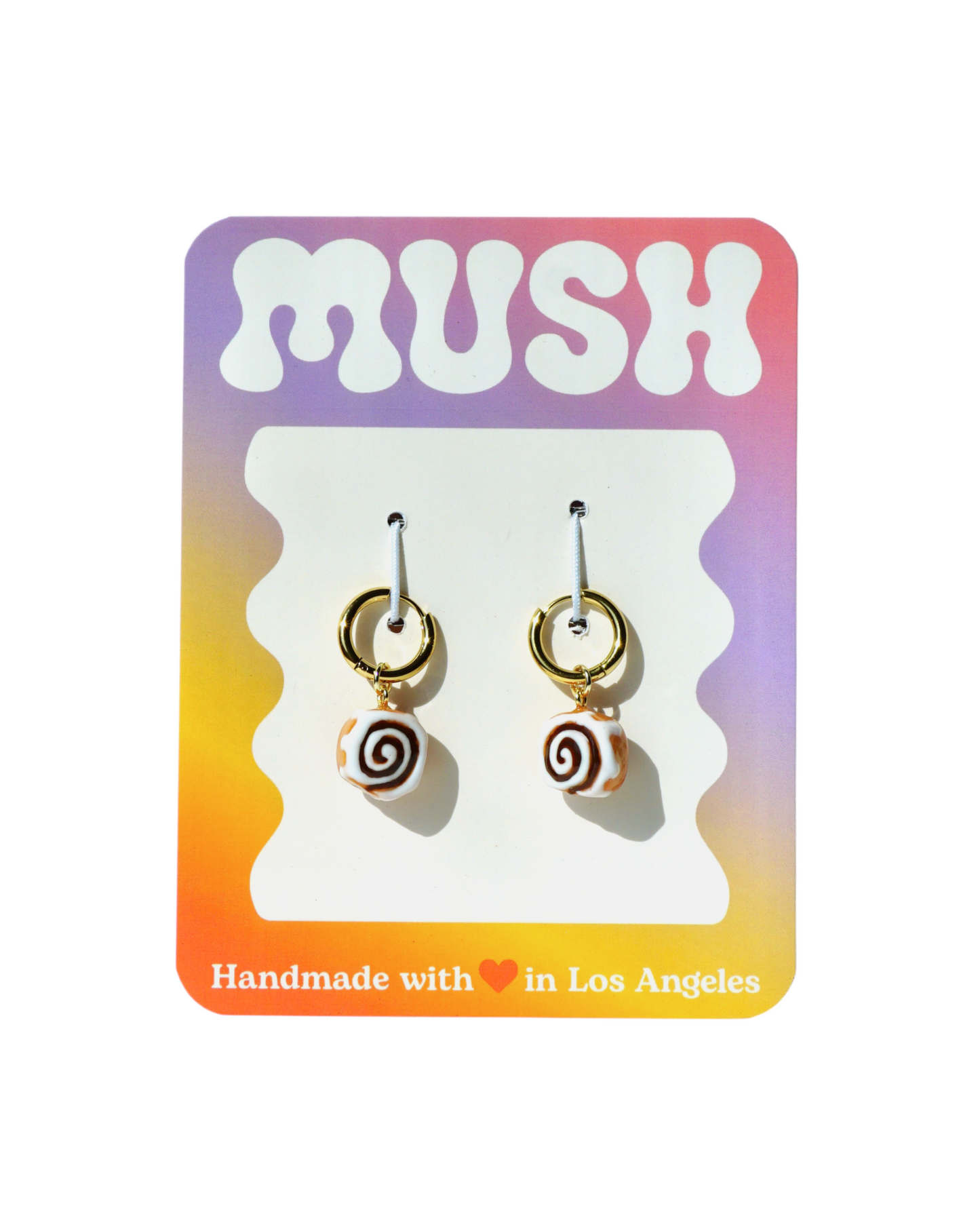 Cinnamon Roll Charm Huggie Hoop Earrings
