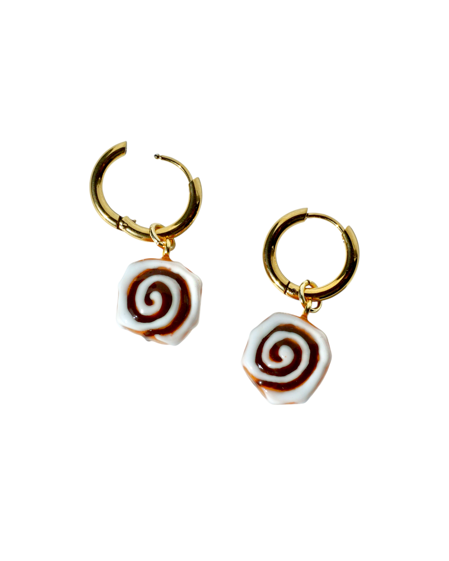 Cinnamon Roll Charm Huggie Hoop Earrings