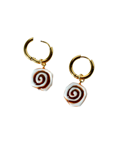 Cinnamon Roll Charm Huggie Hoop Earrings