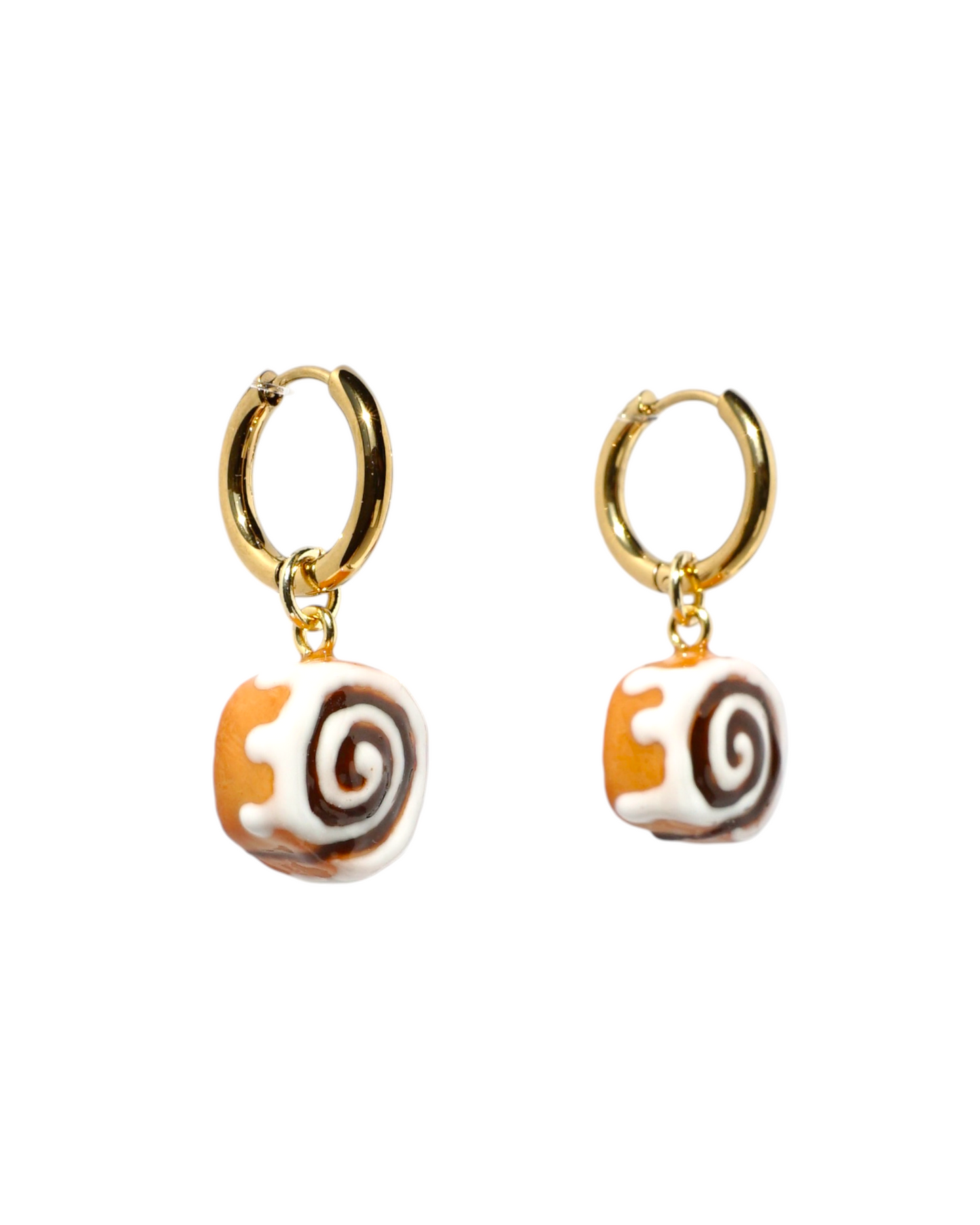 Cinnamon Roll Charm Huggie Hoop Earrings