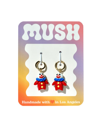Clown Charm Huggie Hoop Earrings