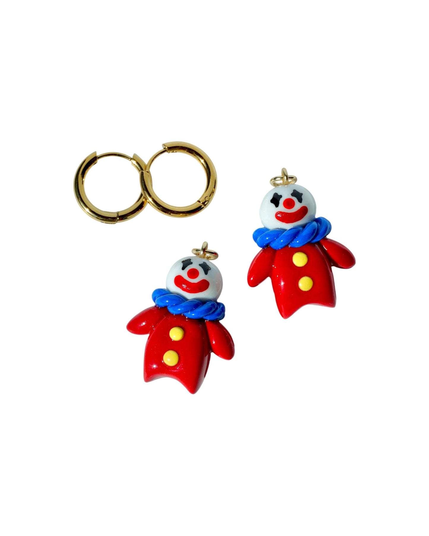 Clown Charm Huggie Hoop Earrings