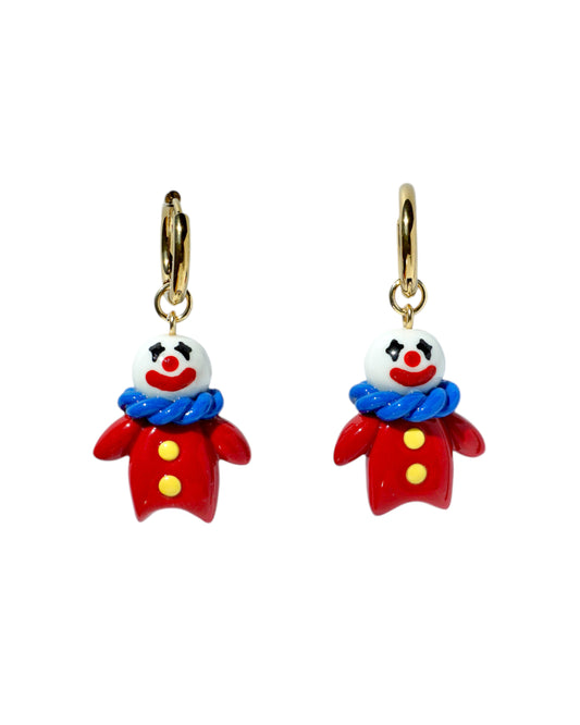 Clown Charm Huggie Hoop Earrings