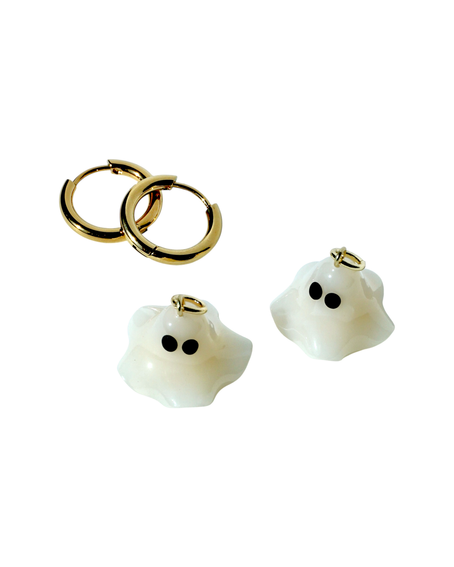 Ghost Charm Huggie Hoop Earrings