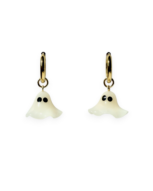 Ghost Charm Huggie Hoop Earrings
