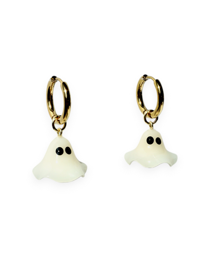Ghost Charm Huggie Hoop Earrings