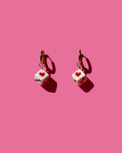 Heart Dice Charm Earrings