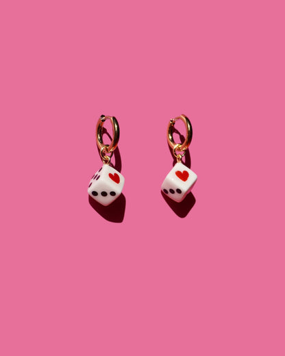 Heart Dice Charm Earrings