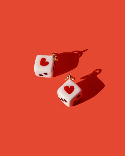 Heart Dice Charm Earrings