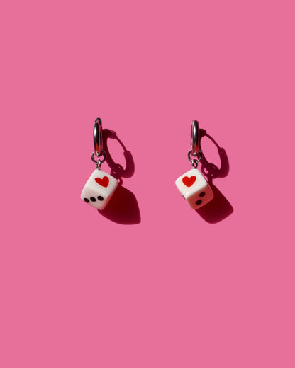 Heart Dice Charm Earrings