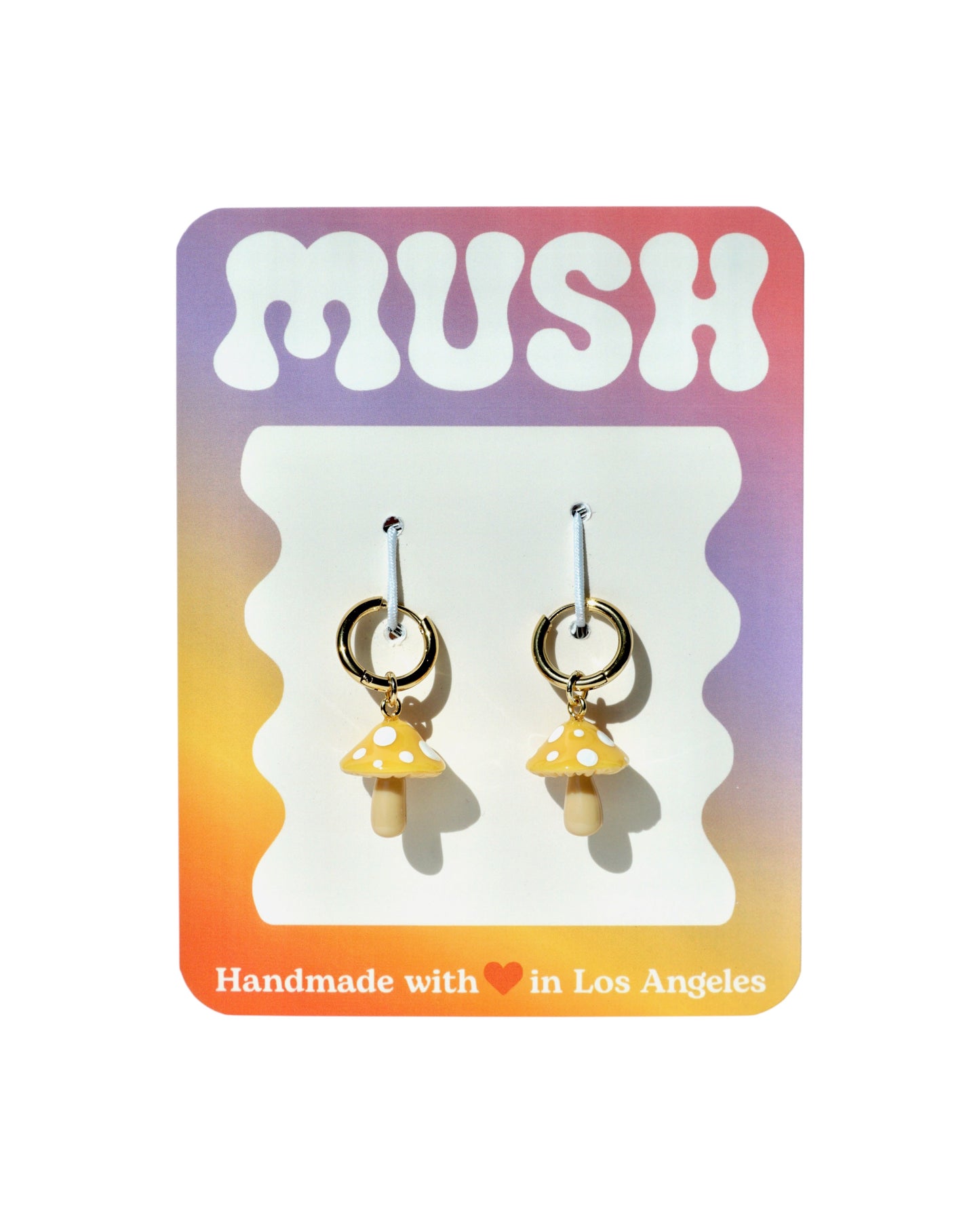 Mushroom Charm Huggie Hoop Earrings