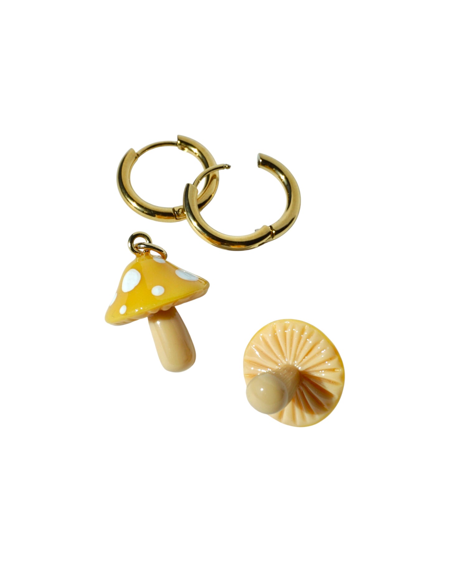Mushroom Charm Huggie Hoop Earrings