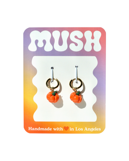 Pumpkin Charm Huggie Hoop Earrings