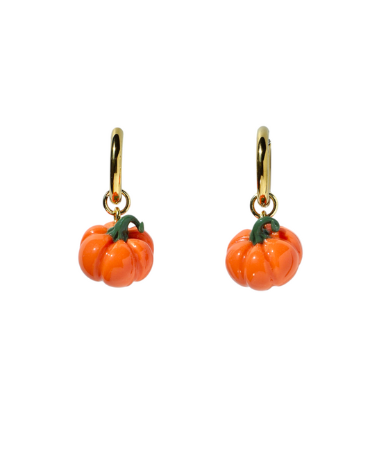Pumpkin Charm Huggie Hoop Earrings