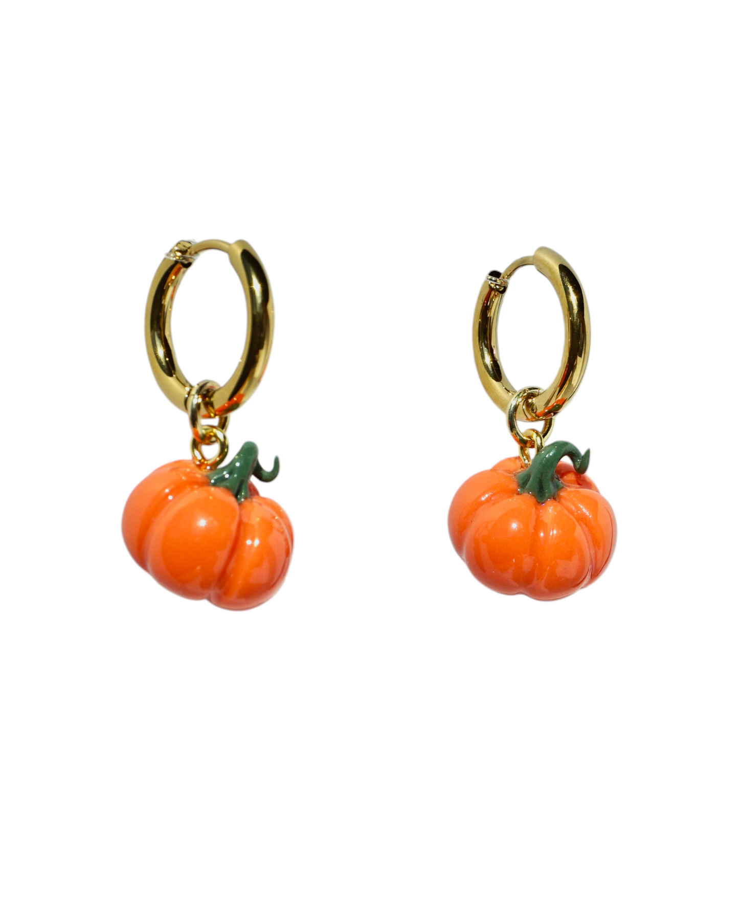 Pumpkin Charm Huggie Hoop Earrings