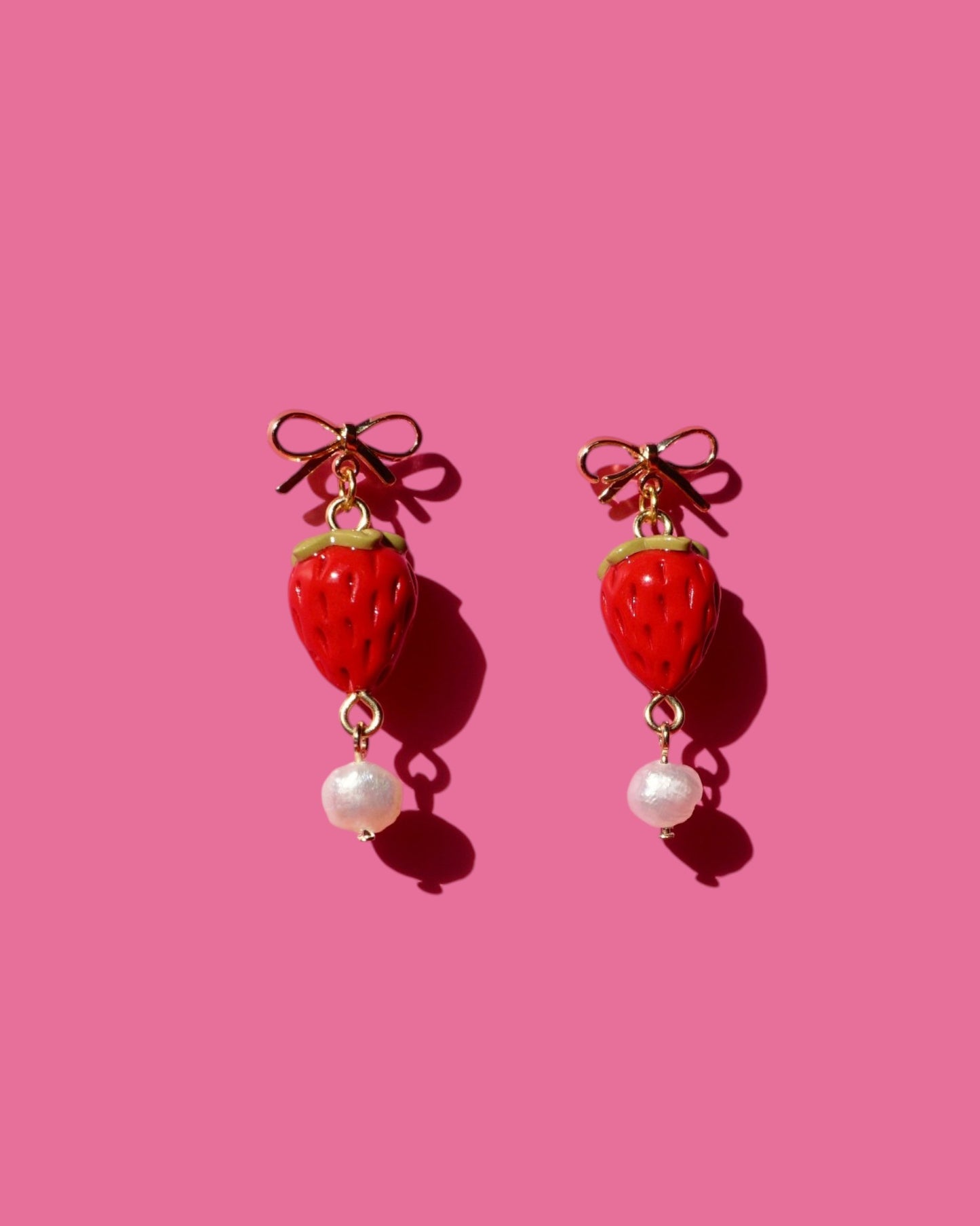 Strawberry Charm Bow Earrings